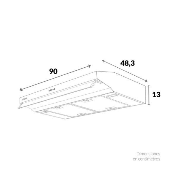 Campana Horizontal Acero Inoxidable 90 cm 3 Velocidades - Imagen 4